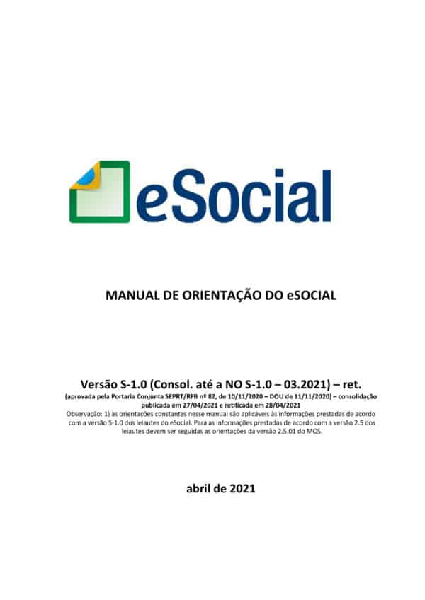 Novo Manual de Orientação do eSOCIAL - Versão S-1.0